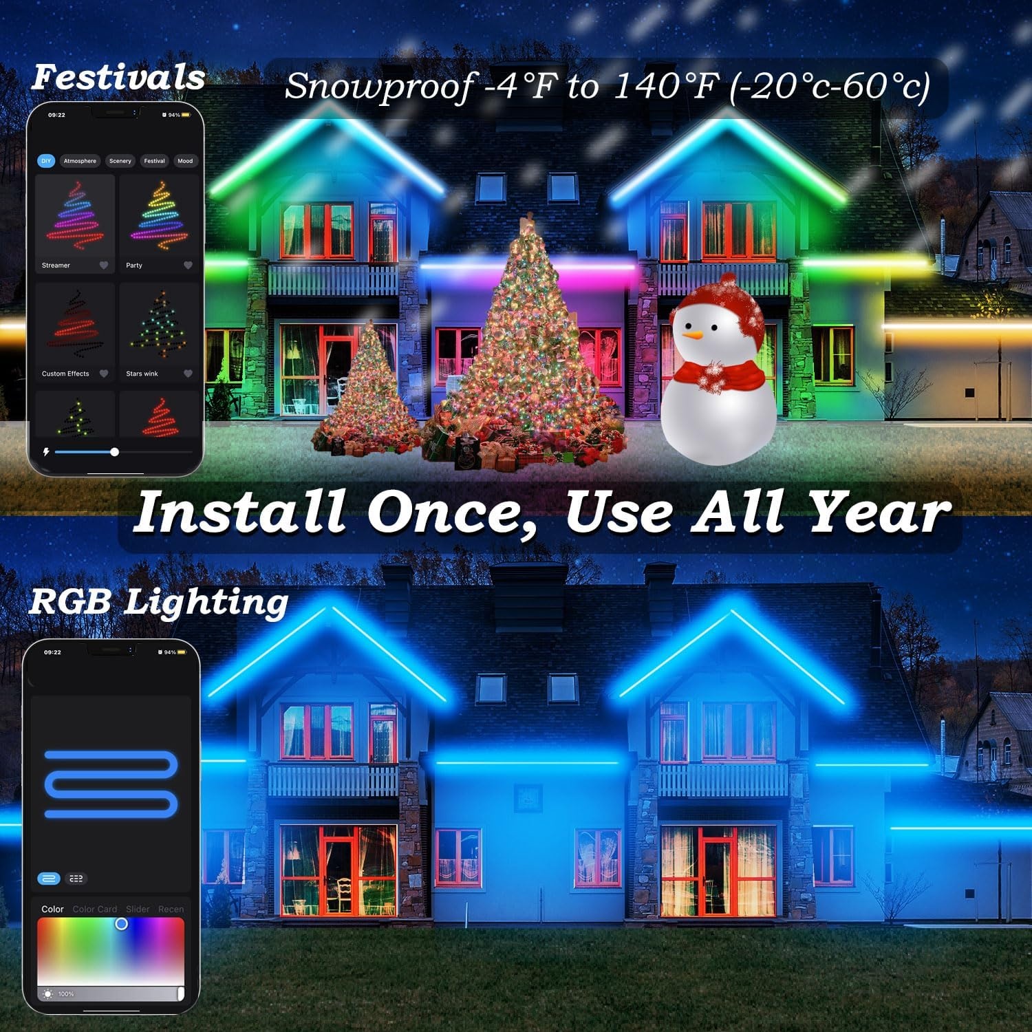 20m Waterdichte LED-strip RGB+IC (Buiten/Binnen) - DIY Effecten & App Bediening - 29% Korting