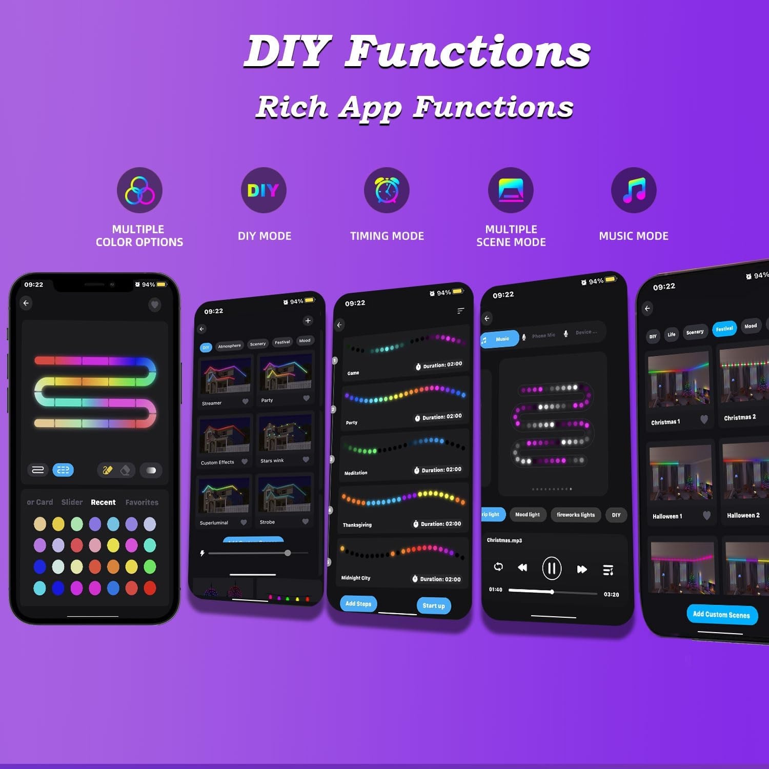 20m Waterdichte LED-strip RGB+IC (Buiten/Binnen) - DIY Effecten & App Bediening - 29% Korting