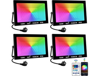 LED Buitenstraler 100W RGB (4 Stuks) - WiFi/App Bediening