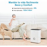 Luchtontvochtiger 20L/dag - 37m² | Stil (41dB) | 3L tank | Timer