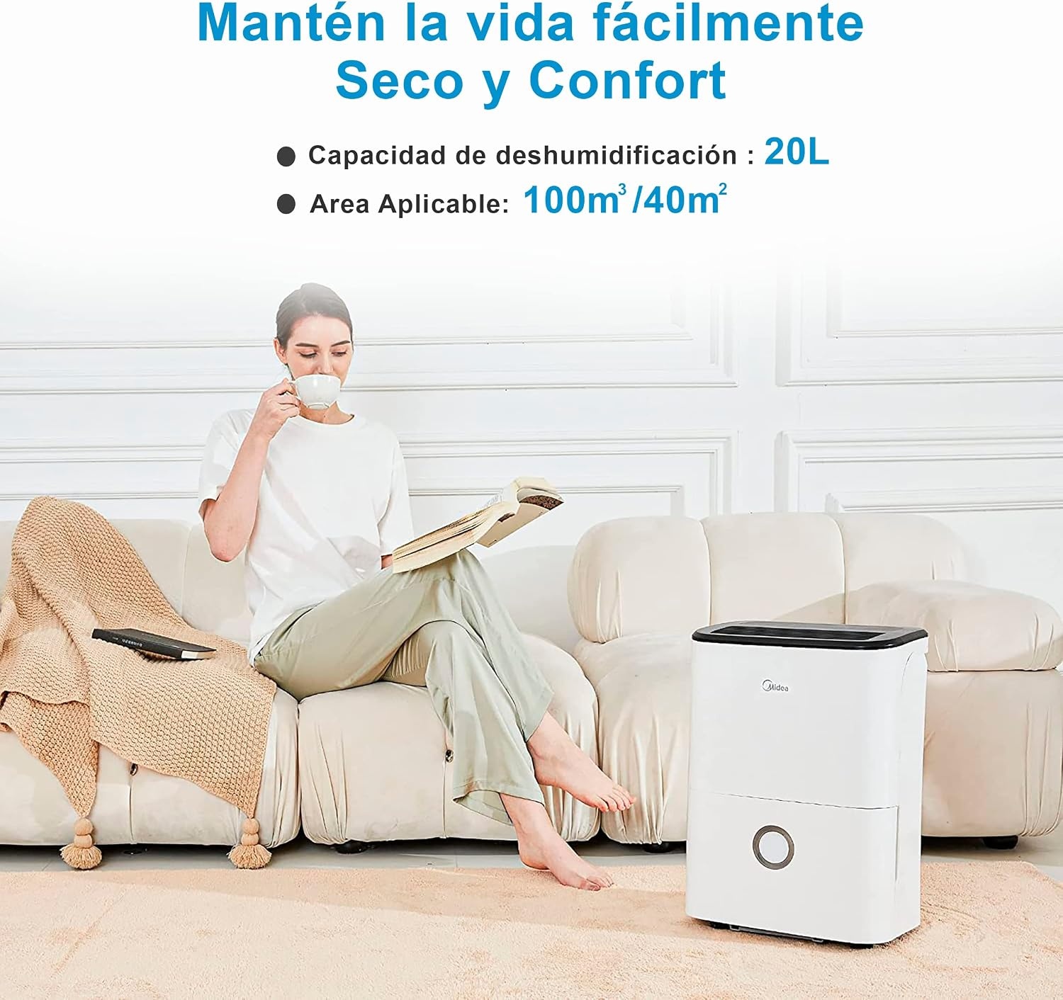 Luchtontvochtiger 20L/dag - 37m² | Stil (41dB) | 3L tank | Timer
