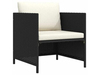 VidaXL Tuinbank Poly Rattan Zwart met Kussens - 34% Korting