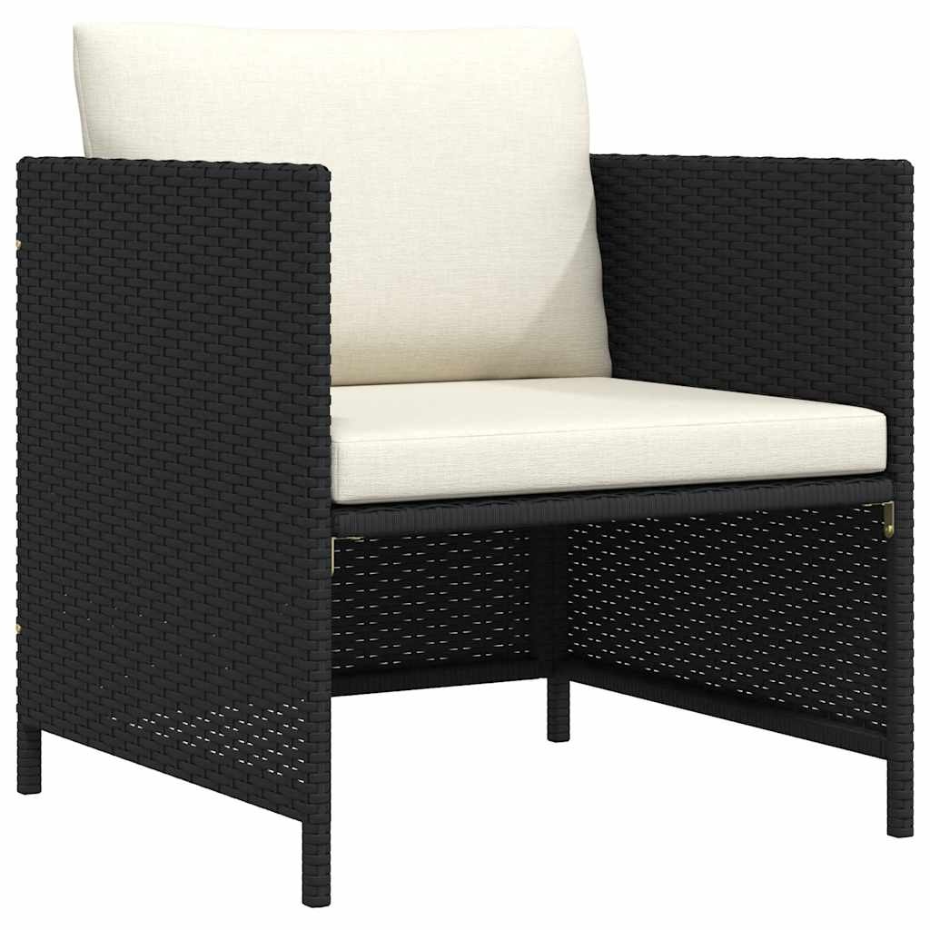 VidaXL Tuinbank Poly Rattan Zwart met Kussens - 34% Korting