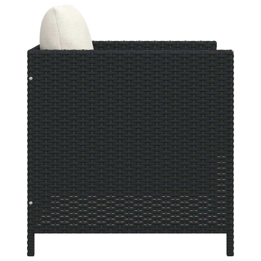 VidaXL Tuinbank Poly Rattan Zwart met Kussens - 34% Korting