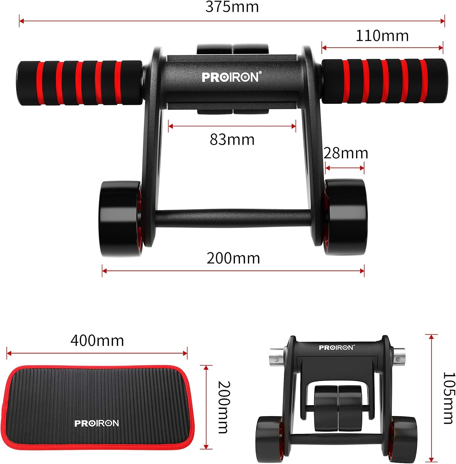 PROIRON Opvouwbare Ab Roller met Kniebeschermer - 32% Korting