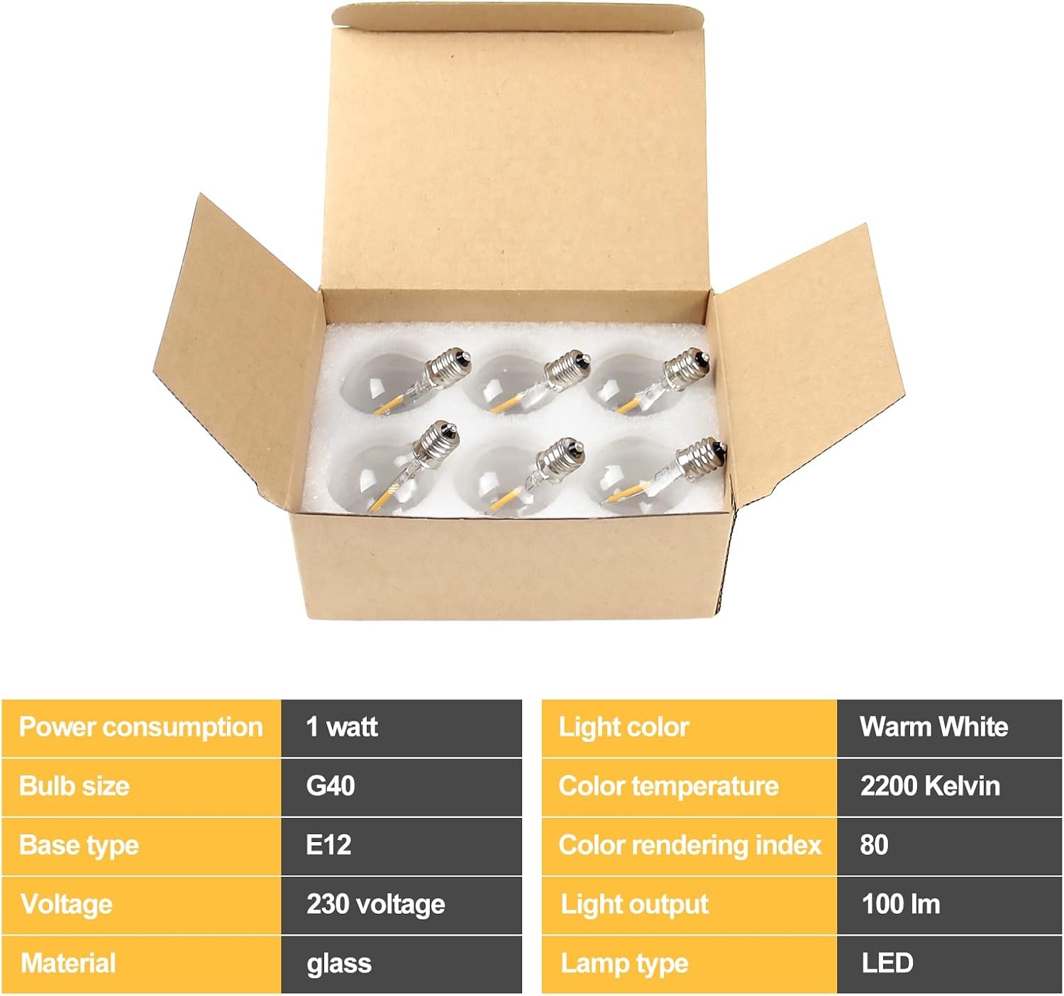 BRIMAX G40 LED Lampen (25 stuks) - E12 fitting, Warm Wit, 33% Korting