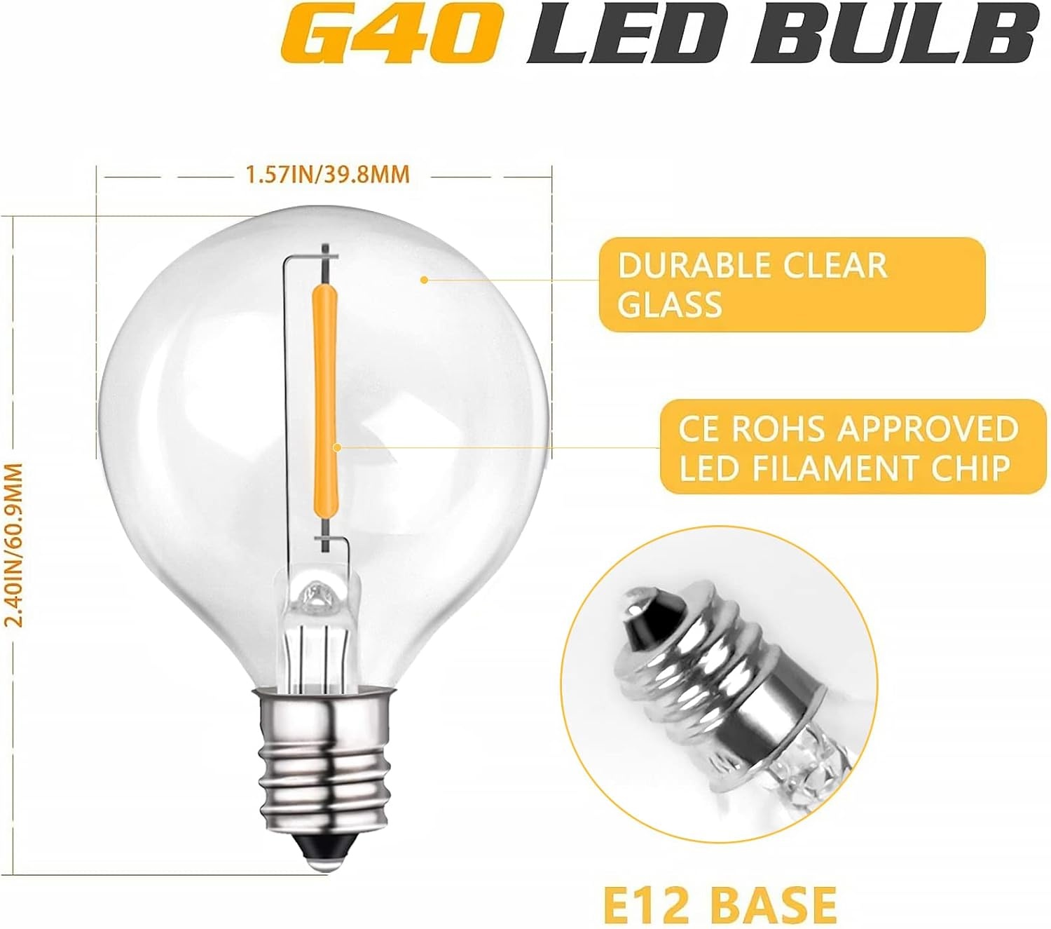 BRIMAX G40 LED Lampen (25 stuks) - E12 fitting, Warm Wit, 33% Korting