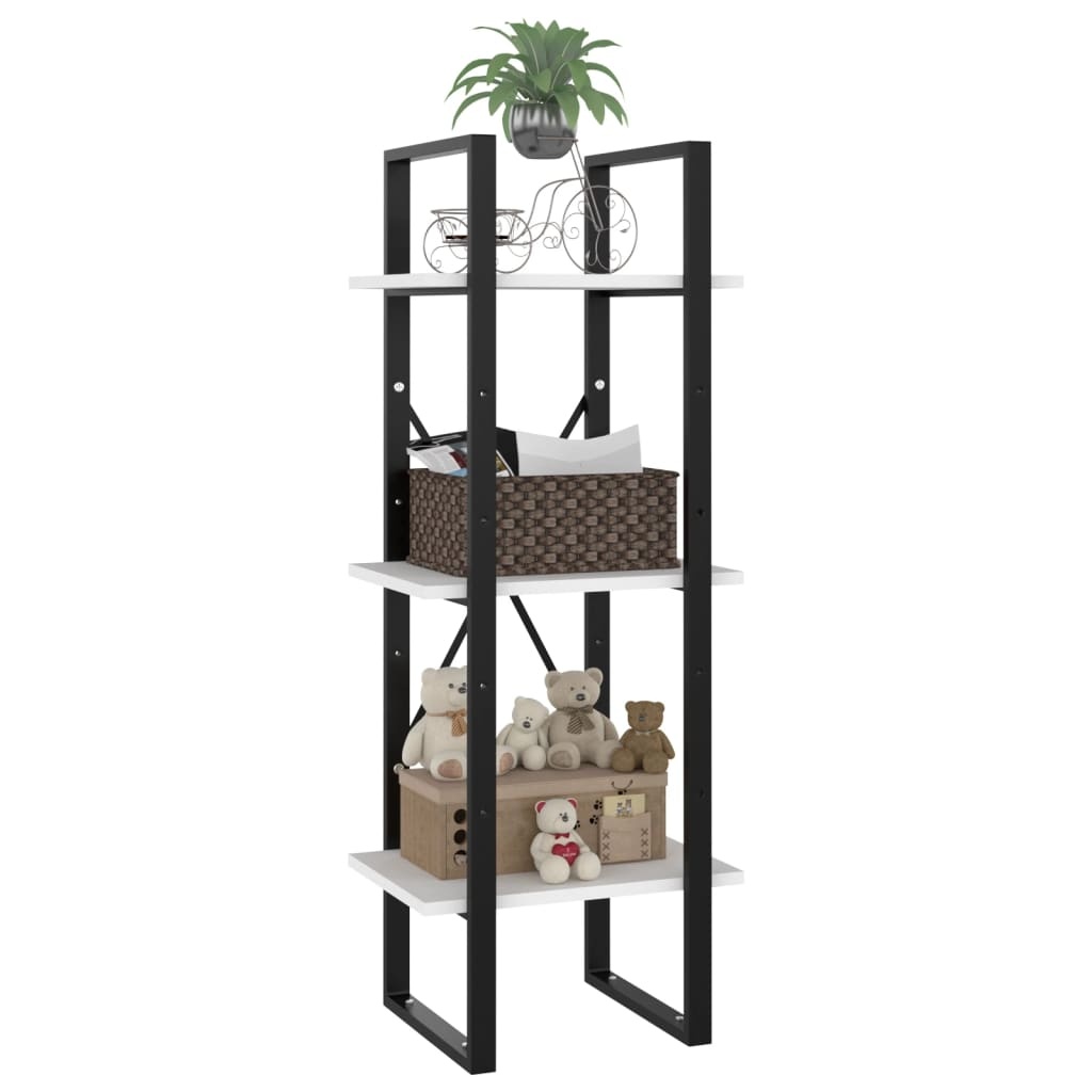 Boekenkast met 3 schappen, 40x30x105 cm, wit, 33% korting