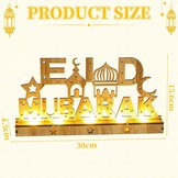 Decoratieve Houten LED Lamp Ramadan & Eid Mubarak - Maan & Ster Motieven - 30x15.5cm - 59% Korting