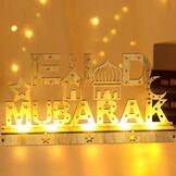 Decoratieve Houten LED Lamp Ramadan & Eid Mubarak - Maan & Ster Motieven - 30x15.5cm - 59% Korting