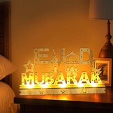 Decoratieve Houten LED Lamp Ramadan & Eid Mubarak - Maan & Ster Motieven - 30x15.5cm - 59% Korting