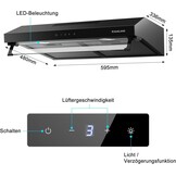 GASLAND UC60BS Afzuigkap 60cm - 333 m³/u - 3 standen - Zwart Metaal