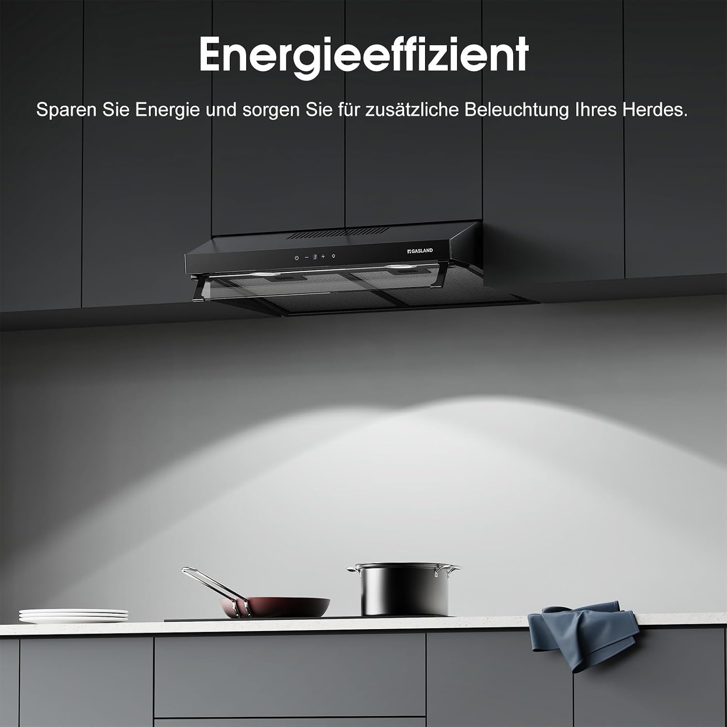 GASLAND UC60BS Afzuigkap 60cm - 333 m³/u - 3 standen - Zwart Metaal