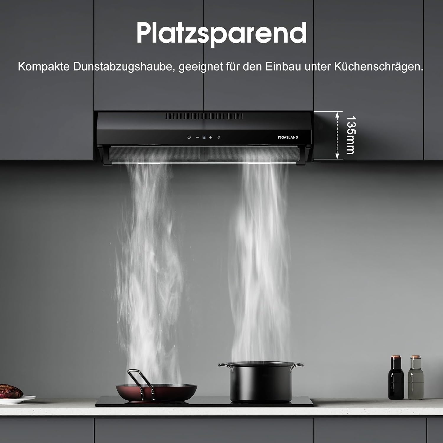 GASLAND UC60BS Afzuigkap 60cm - 333 m³/u - 3 standen - Zwart Metaal