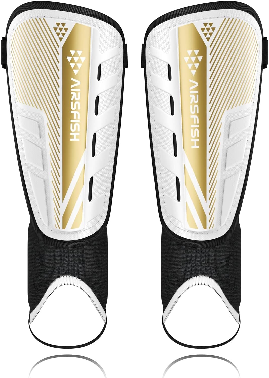 Upgraded Soccer Shin Guards Pads for Kids Youth Adults, CE Certified AirsFish Shin Guard Sleeves Protection Gear for Boys Girls Soccer Games EVA Cushion Reduce Shocks and Injuries