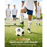 Upgraded Soccer Shin Guards Pads for Kids Youth Adults, CE Certified AirsFish Shin Guard Sleeves Protection Gear for Boys Girls Soccer Games EVA Cushion Reduce Shocks and Injuries