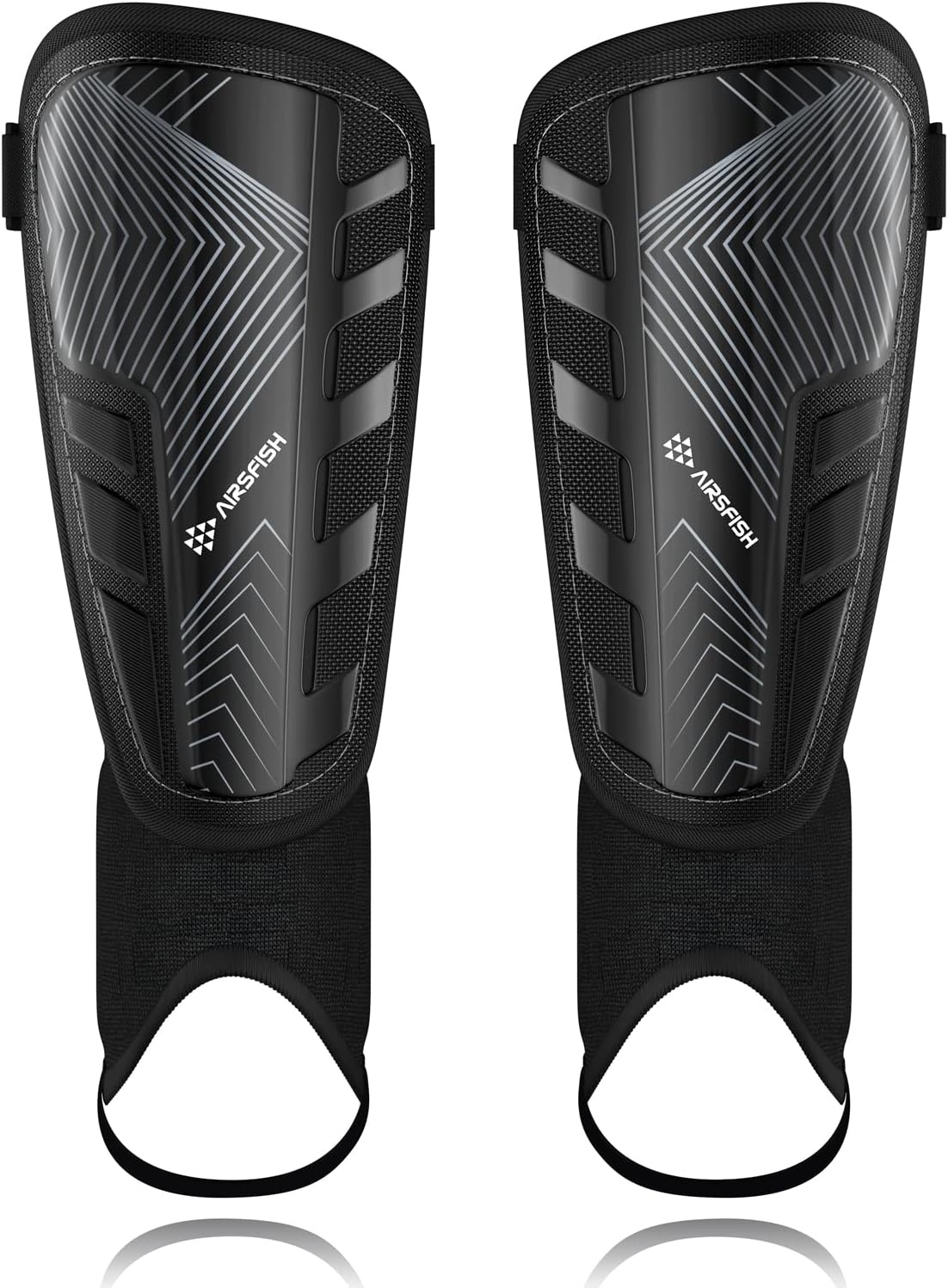 Upgraded Soccer Shin Guards Pads for Kids Youth Adults, CE Certified AirsFish Shin Guard Sleeves Protection Gear for Boys Girls Soccer Games EVA Cushion Reduce Shocks and Injuries