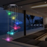 Windgong op zonne-energie, vlinder, kleurverandering, led, op zonne-energie, waterdicht, voor binnen en buiten, decoratie voor tuin, feest, terras, gazon, binnenplaats, veranda, terras