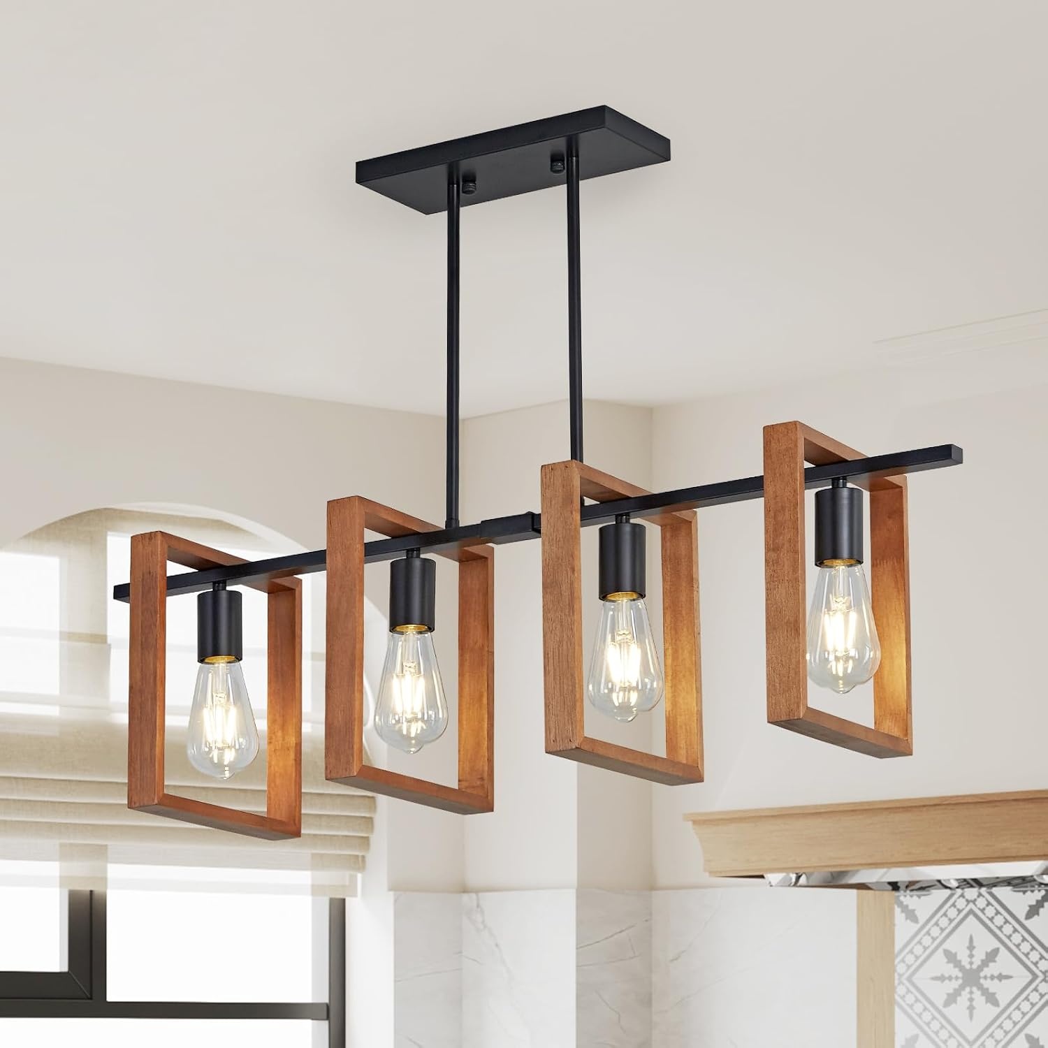 keuken eiland verlichting, 3 lampen eettafel kroonluchter rechthoekig eilandlicht voor eetkamer woonkamer hal hal E27