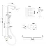 Doucheset - zwart - regendouche 25 cm - badkraan & handdouche