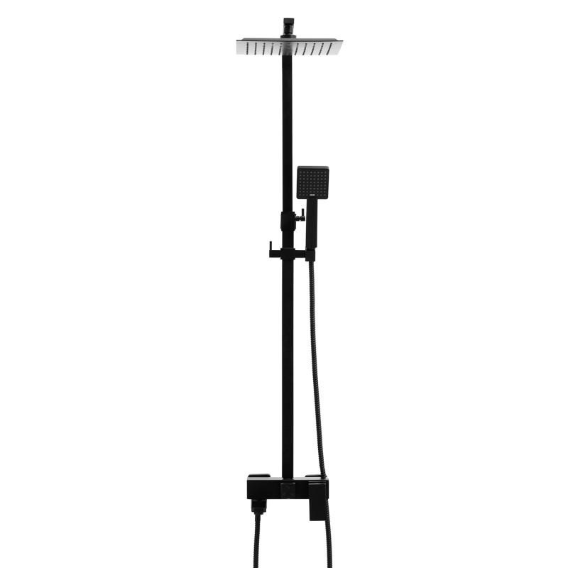 Doucheset - zwart - regendouche 25 cm - badkraan & handdouche