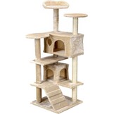 XXL Kattenboom Beige - 131cm Hoog | Met Ligplekken & Krabpalen (32% Korting)