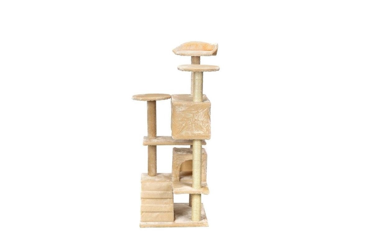 XXL Kattenboom Beige - 131cm Hoog | Met Ligplekken & Krabpalen (32% Korting)