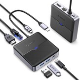 ORICO USB C Hub 6-in-1 docking station met Ethernet 2.5 Gbps, HDMI 4K @60Hz, PD 100W, 5Gbps USB C 3.0, 2 poorten USB A 3.0, type C multiport adapter voor MacBook Air Pro M2 M1 iPad Surface Dell Hp (15