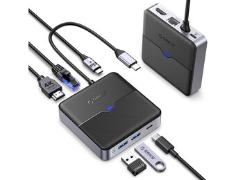 ORICO USB C Hub 6-in-1 docking station met Ethernet 2.5 Gbps, HDMI 4K @60Hz, PD 100W, 5Gbps USB C 3.0, 2 poorten USB A 3.0, type C multiport adapter voor MacBook Air Pro M2 M1 iPad Surface Dell Hp (15