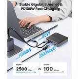 ORICO USB C Hub 6-in-1 docking station met Ethernet 2.5 Gbps, HDMI 4K @60Hz, PD 100W, 5Gbps USB C 3.0, 2 poorten USB A 3.0, type C multiport adapter voor MacBook Air Pro M2 M1 iPad Surface Dell Hp (15