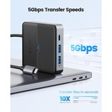 ORICO USB C Hub 6-in-1 docking station met Ethernet 2.5 Gbps, HDMI 4K @60Hz, PD 100W, 5Gbps USB C 3.0, 2 poorten USB A 3.0, type C multiport adapter voor MacBook Air Pro M2 M1 iPad Surface Dell Hp (15