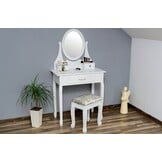 Kaptafel - met spiegel en kruk - 75x40x137 cm - wit