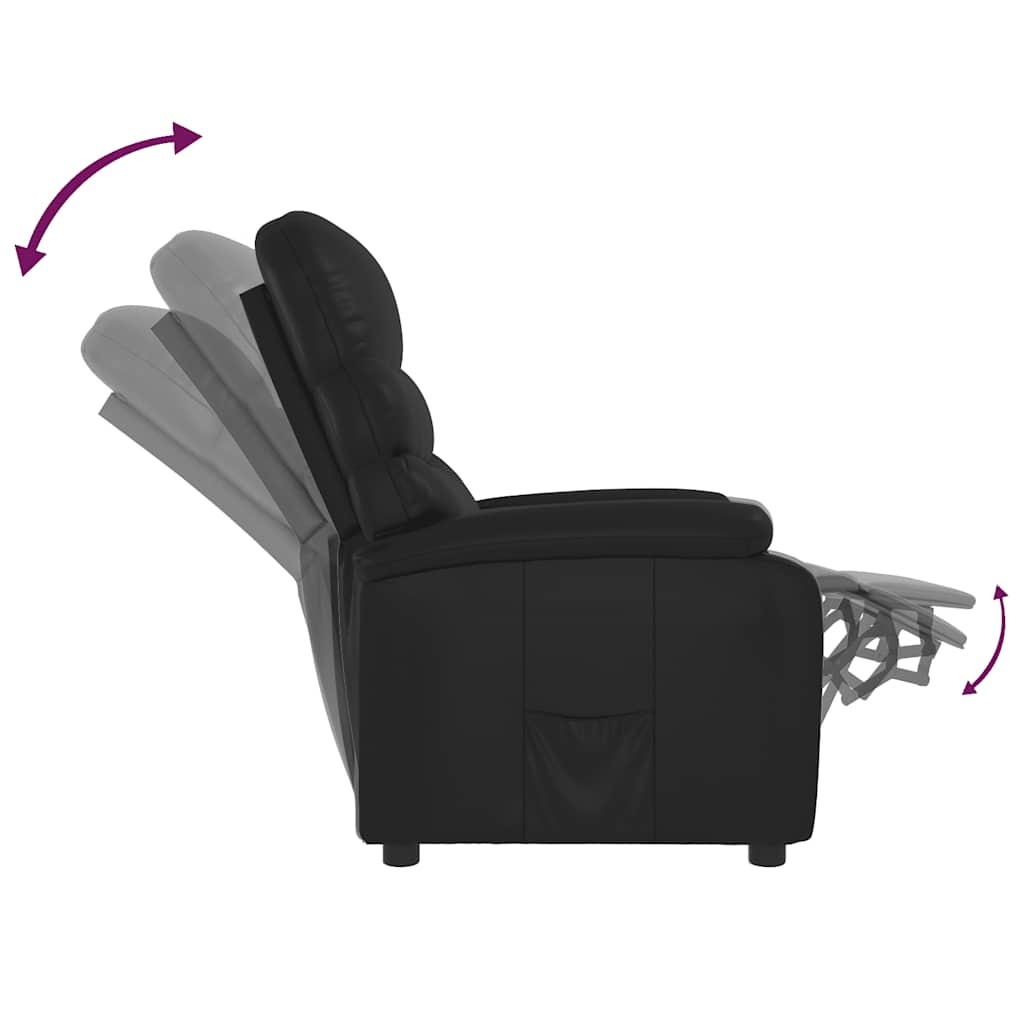 Verstelbare Kunstleren Fauteuil Zwart - 35% Korting!