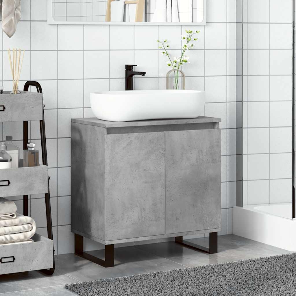 Badkamerkast 58x33x60cm Beton Grijs Bewerkt Hout - 34% Korting