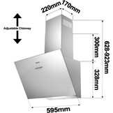CIARRA Afzuigkap Wandmontage Schuin RVS - 60cm - 35% Korting!