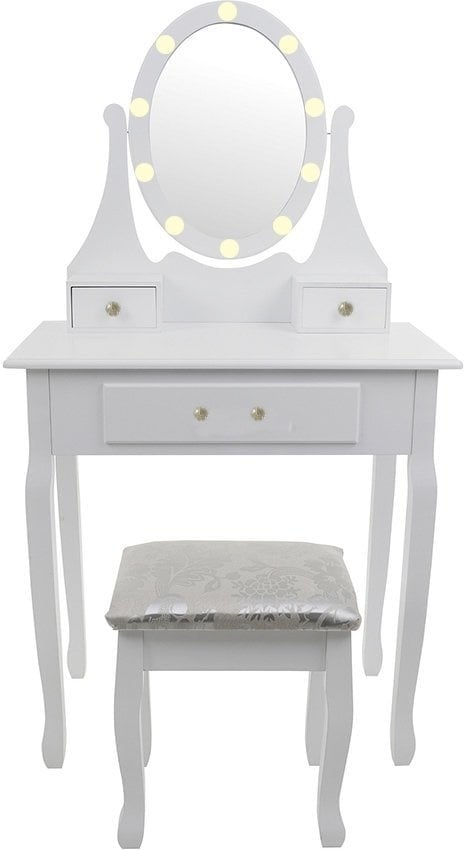 Antieke Kaptafel met LED Spiegel & Krukje - 3 Lades | 35% Korting
