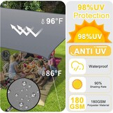 Zonnedoek Rechthoekig 4x5m PES Waterdicht 185g/m² | 96% UV-bescherming Windbescherming Grijs