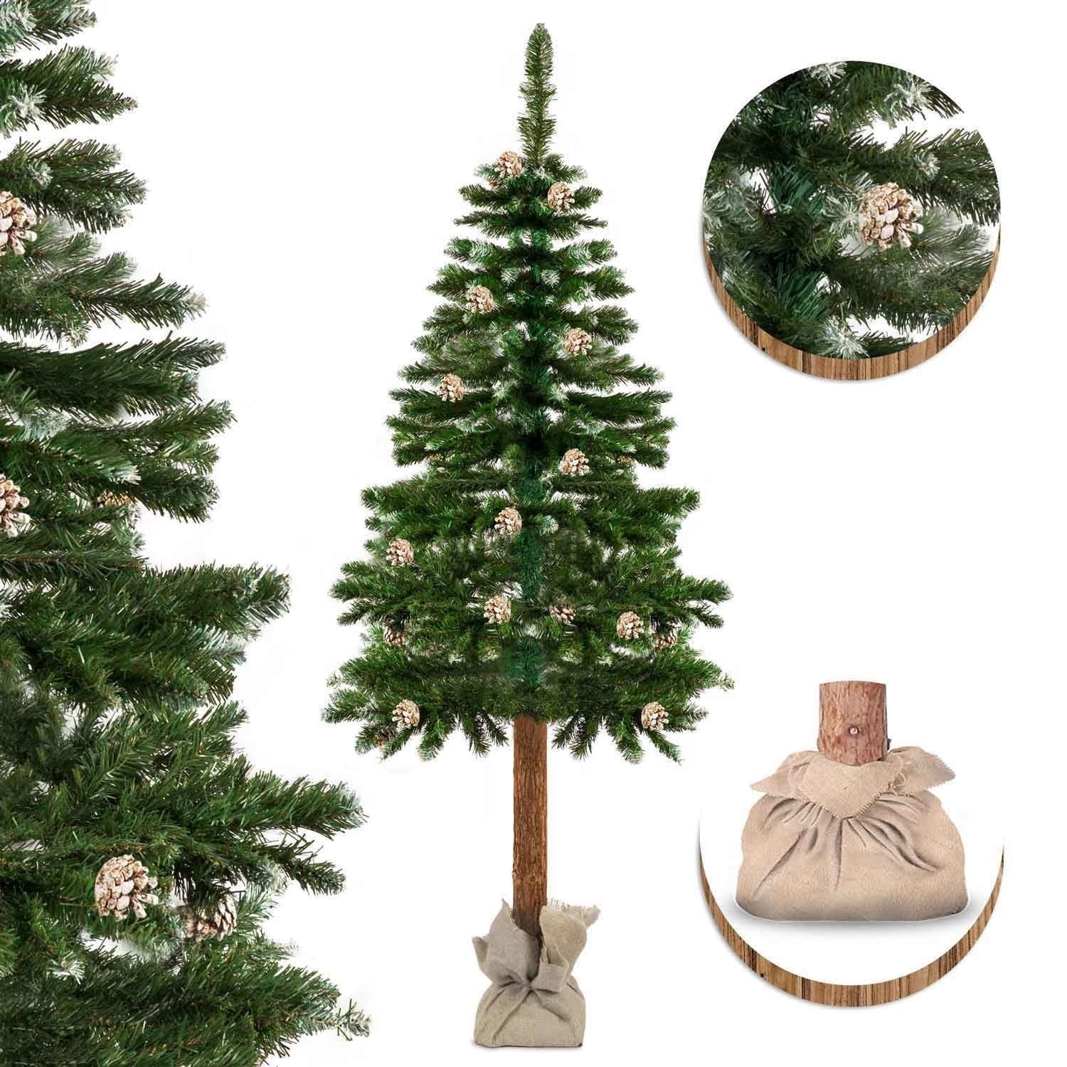 Kunstkerstboom 180 cm met Grenen Stam & Dennenappels - 34% Korting!