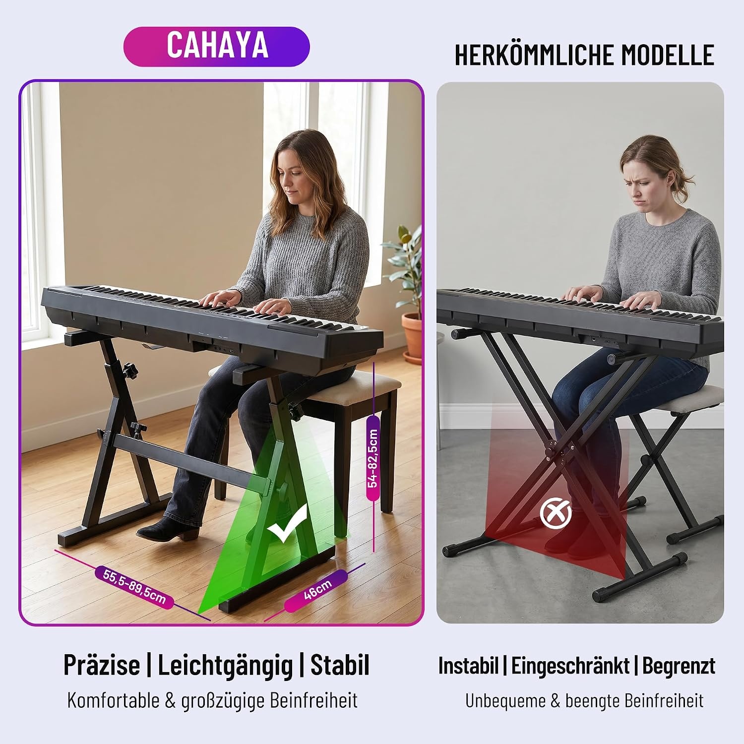 Verstelbare Keyboardstandaard Z-vorm - 113kg draagvermogen - 34% Korting