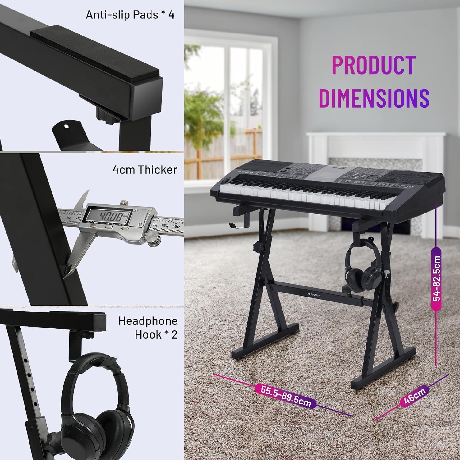 Verstelbare Keyboardstandaard Z-vorm - 113kg draagvermogen - 34% Korting