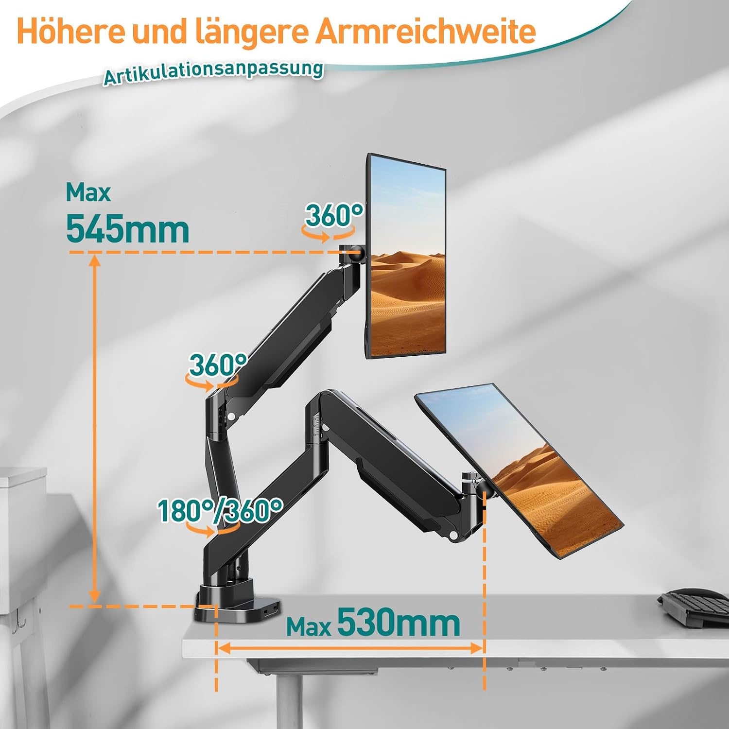 Dubbele Monitorarm - Gasveer - 13-39 Inch | 34% Korting