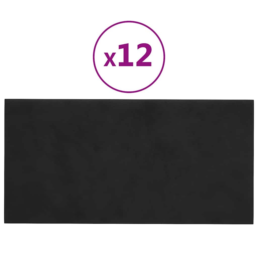 VidaXL Wandpanelen Zwart Fluweel - 12 stuks - 34% Korting