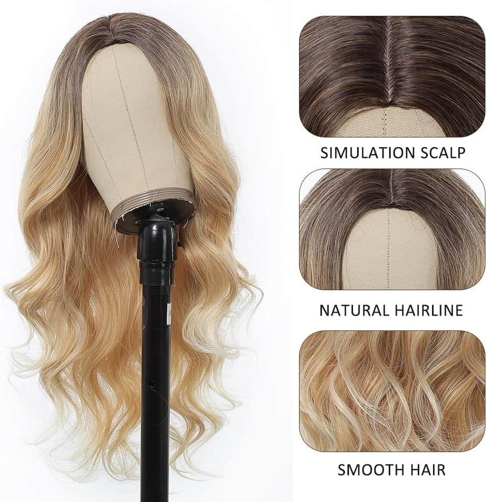 Pruik Lang Golvend Blond Ombre Synthetisch 33% Korting