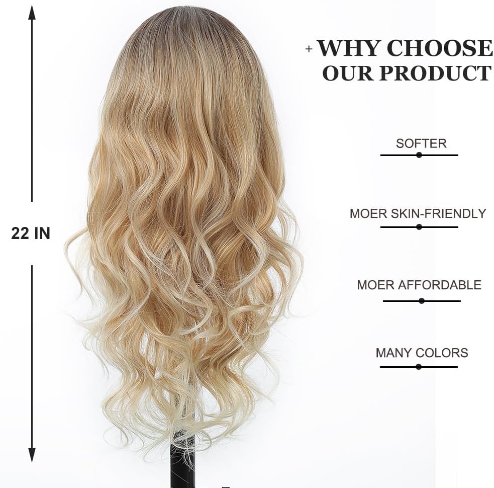 Pruik Lang Golvend Blond Ombre Synthetisch 33% Korting