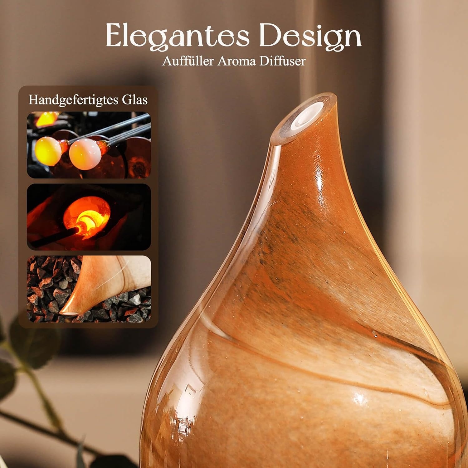 Aroma Diffuser Luchtbevochtiger 150ml - Handgeblazen Glas & 7 Kleuren LED - 34% Korting