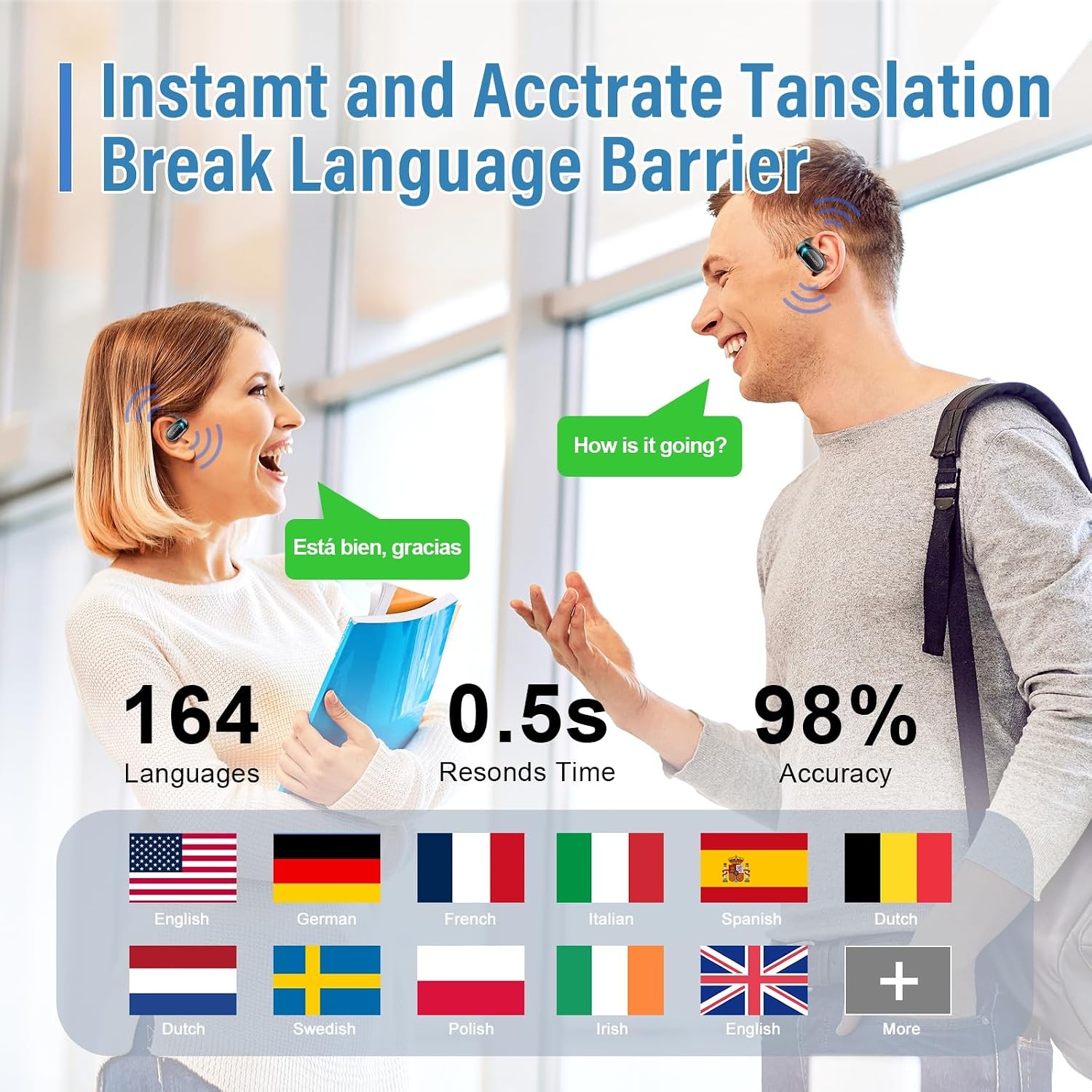 Vertaaloordopjes AI - 164 Talen - Zwart - 28% Korting