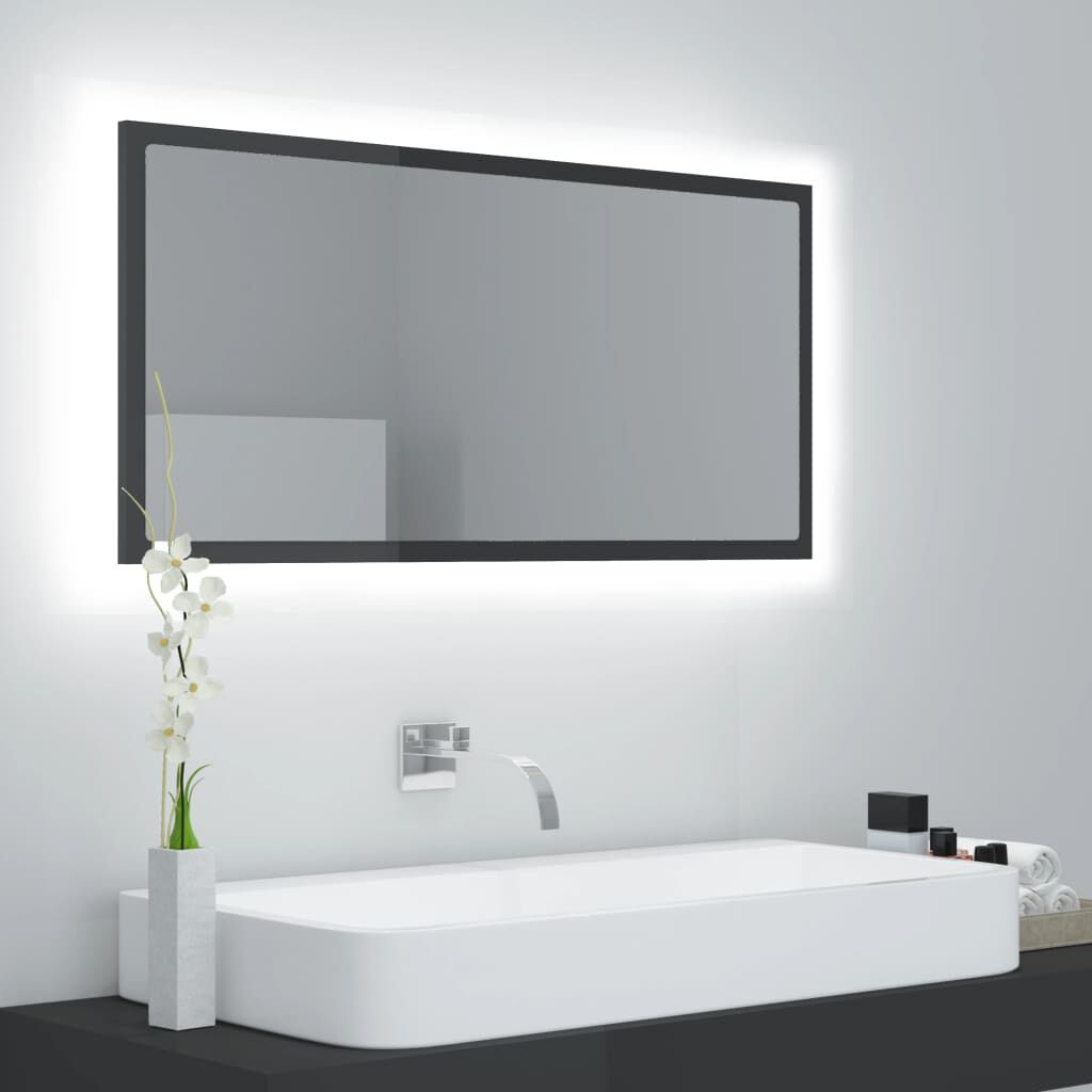 Badkamerspiegel LED Hoogglans Grijs 90x37cm | -34%