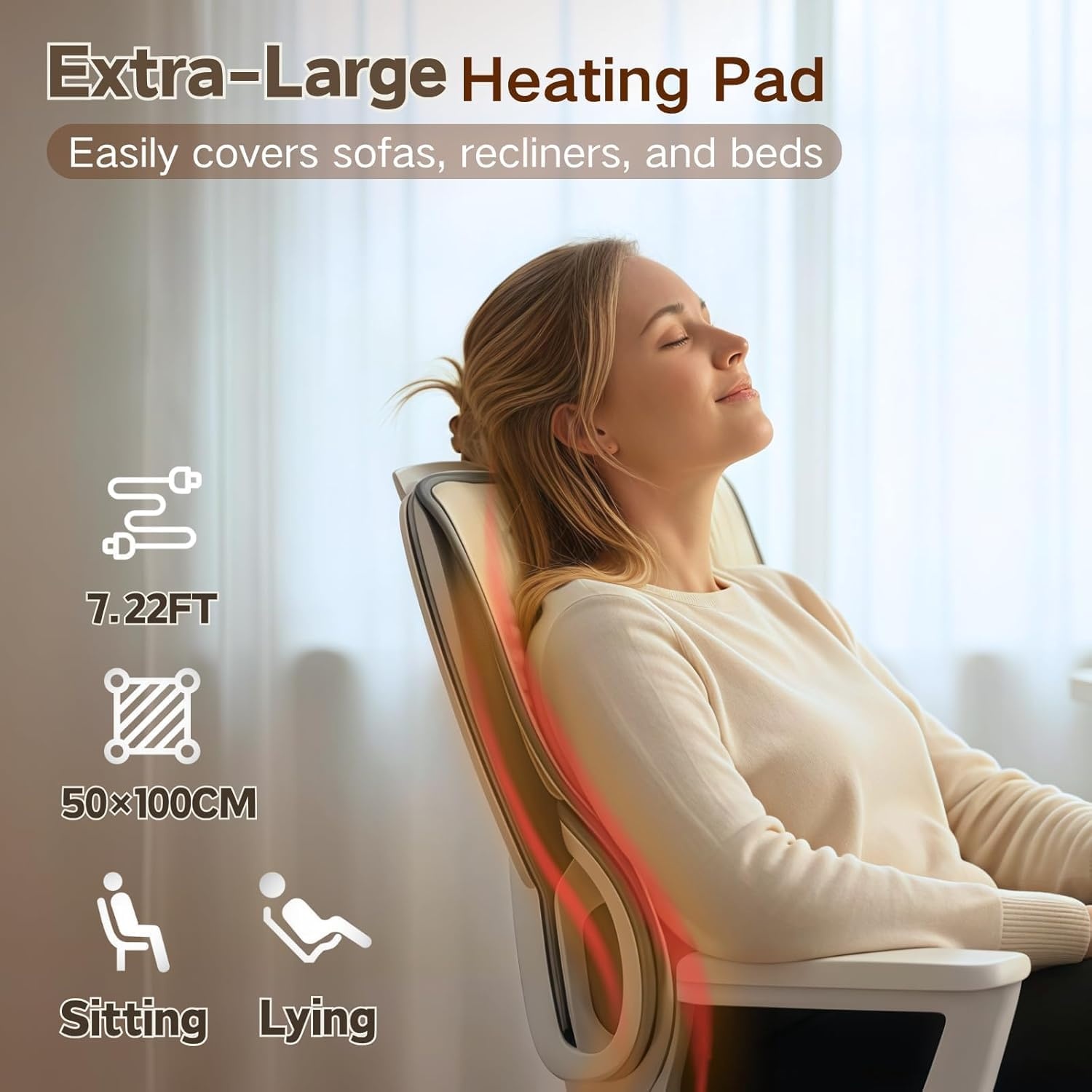 XXL Elektrisch Warmtekussen 100x50 cm met 10 Warmtestanden | 34% Korting