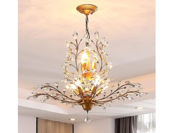 Kristallen Kroonluchter Vintage Goud 8-Lichts - 35% Korting