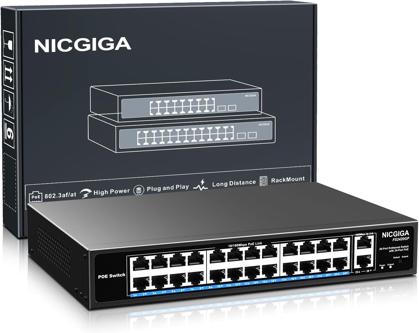 24-Poorts PoE+ Switch 400W met 2x Gigabit Uplink - 34% Korting